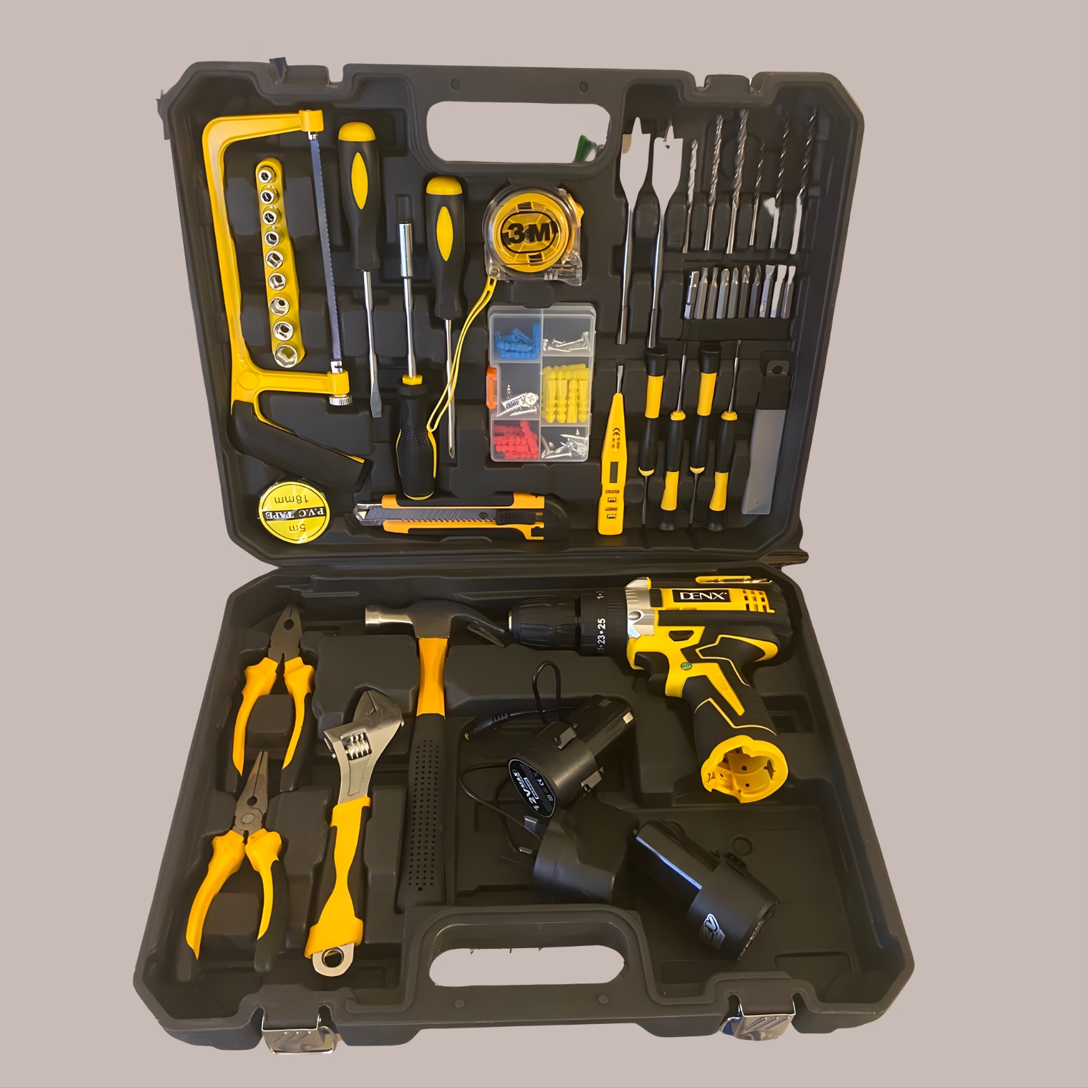 دريل بطاريتين مع عدة. دينكس 